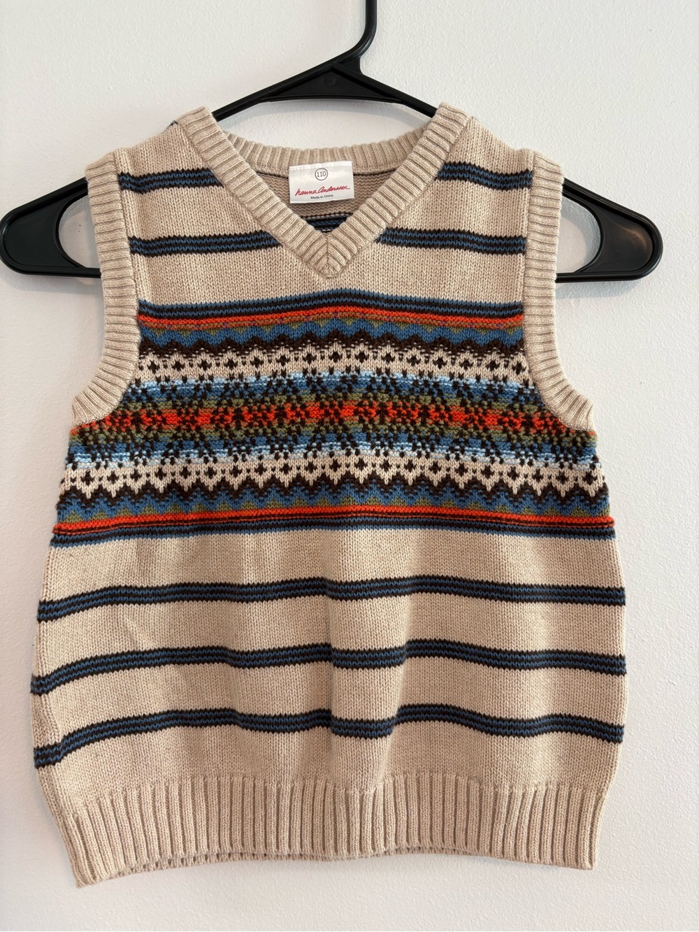 Hanna Andersson Fair Isle Sweater Vest Size 110 US boys 5 fall 100% Cotton